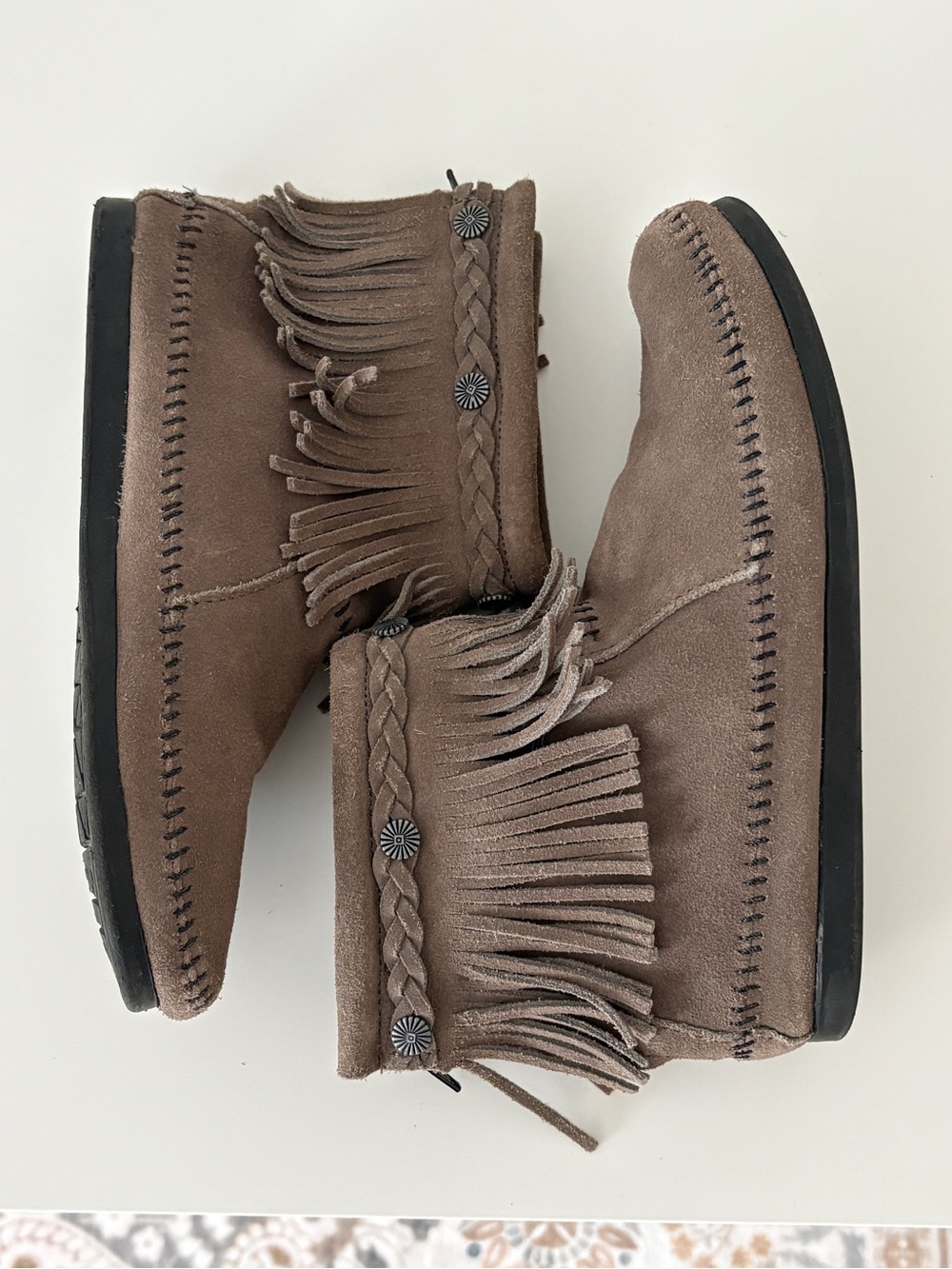 Fringe Suede Ankle Boots